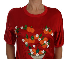 Dolce & Gabbana Red Silk Orange Vase Crystal Top -   -  Dolce & Gabbana.