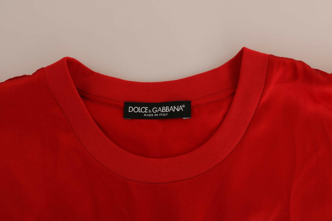Dolce & Gabbana Red Silk Orange Vase Crystal Top -   -  Dolce & Gabbana.