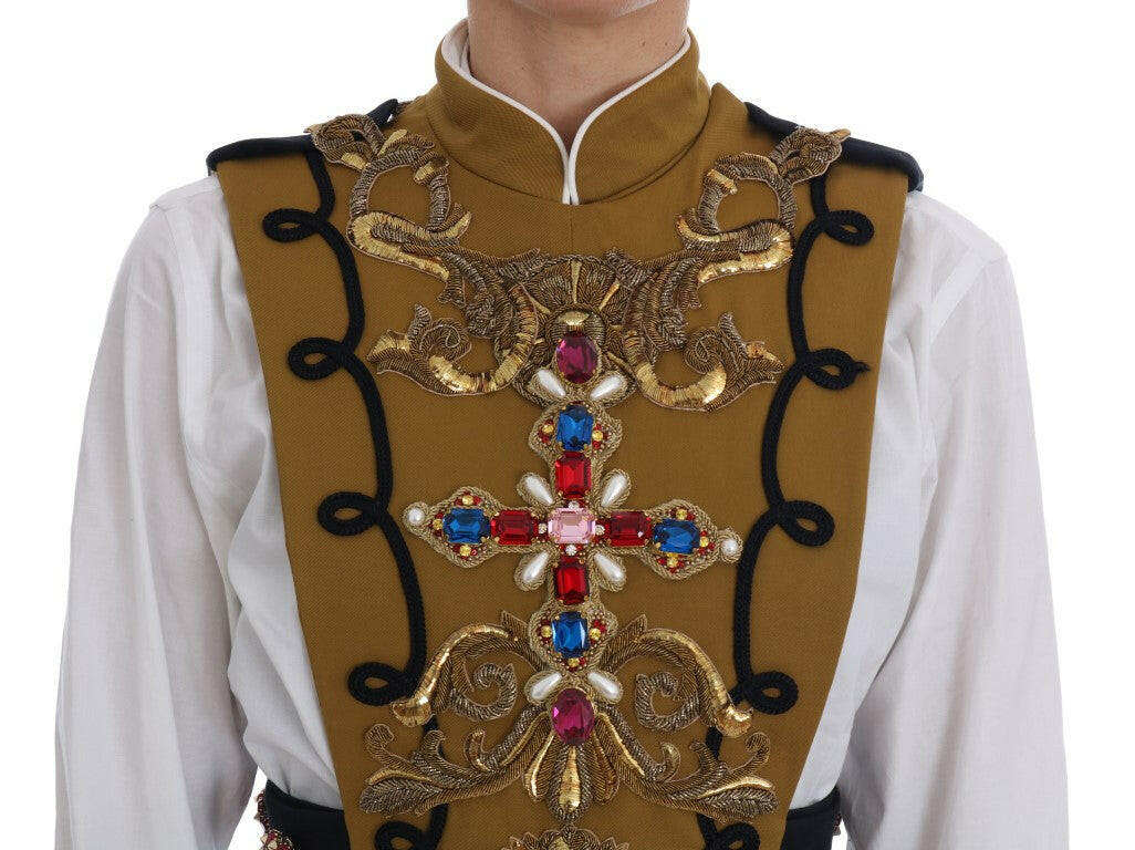 Dolce & Gabbana Yellow Crystal Cross Vest Jacket -   -  Dolce & Gabbana.