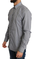 Dolce & Gabbana Gray Check GOLD Cotton Slim Fit Shirt -   -  Dolce & Gabbana.