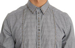 Dolce & Gabbana Gray Check GOLD Cotton Slim Fit Shirt -   -  Dolce & Gabbana.