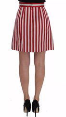 Dolce & Gabbana Silver Red Striped Above Knees Skirt -   -  Dolce & Gabbana.