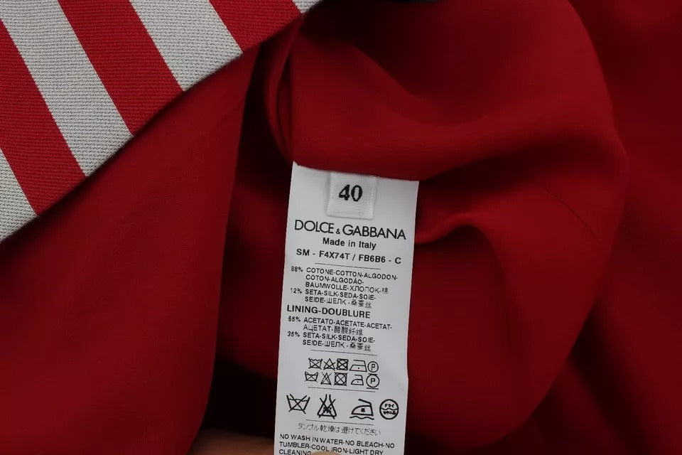 Dolce & Gabbana Silver Red Striped Above Knees Skirt -   -  Dolce & Gabbana.