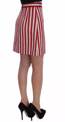 Dolce & Gabbana Silver Red Striped Above Knees Skirt -   -  Dolce & Gabbana.