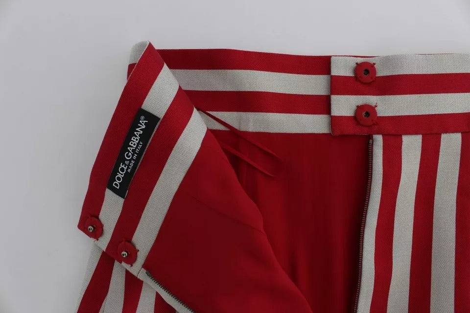 Dolce & Gabbana Silver Red Striped Above Knees Skirt -   -  Dolce & Gabbana.