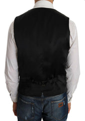 Dolce & Gabbana Gray Wool Patterned Slim Vest -  Vests for Men Suits -  Dolce & Gabbana.