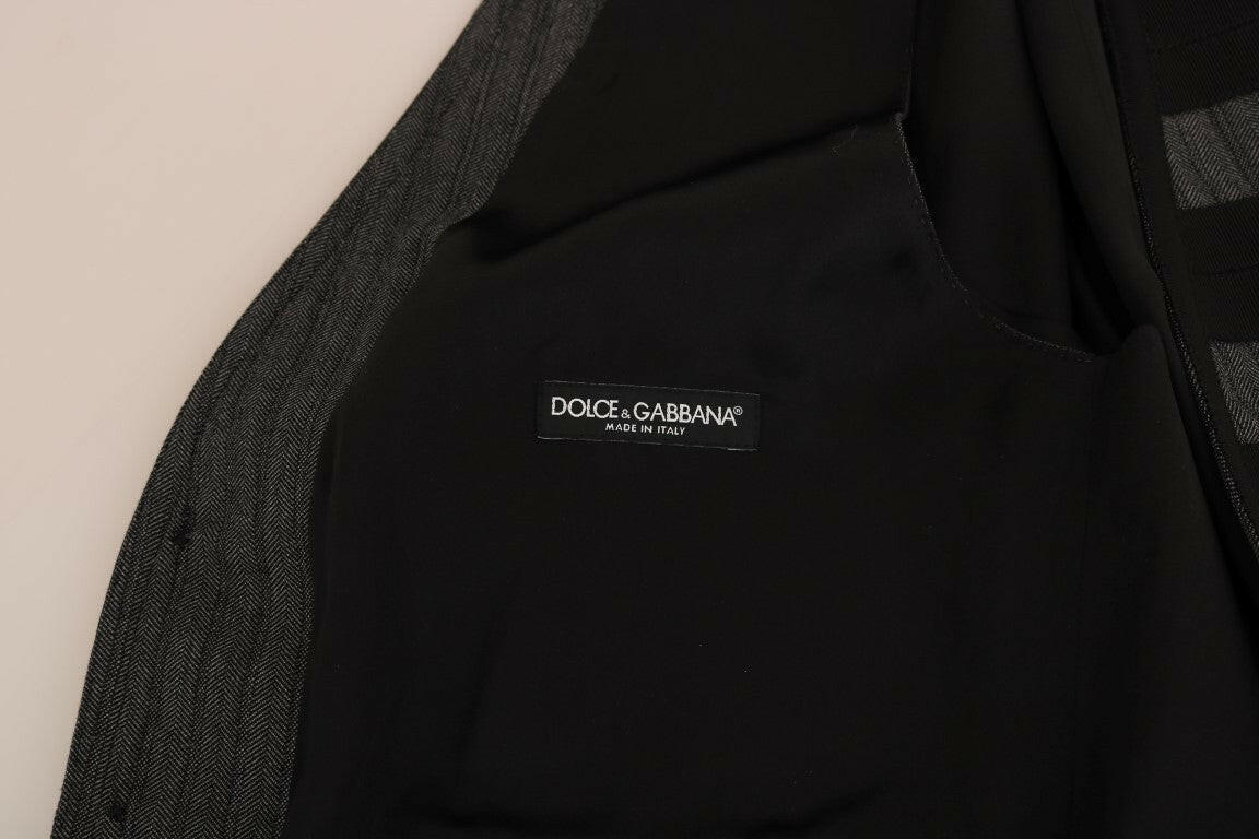 Dolce & Gabbana Gray Wool Patterned Slim Vest -  Vests for Men Suits -  Dolce & Gabbana.