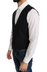 Dolce & Gabbana Black Wool Silk Vest -  Vests for Men Suits -  Dolce & Gabbana.