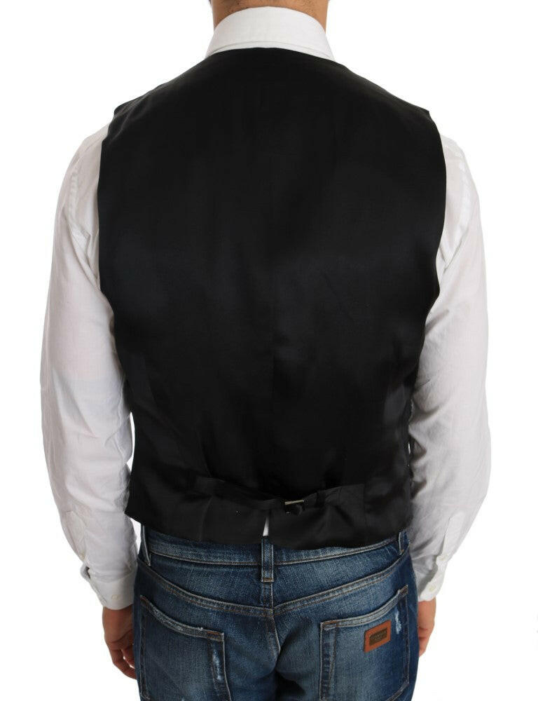 Dolce & Gabbana Black Wool Silk Vest -  Vests for Men Suits -  Dolce & Gabbana.