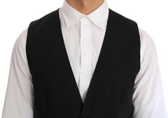 Dolce & Gabbana Black Wool Silk Vest -  Vests for Men Suits -  Dolce & Gabbana.