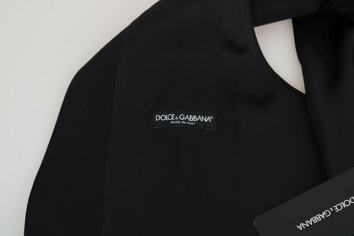 Dolce & Gabbana Black Wool Silk Vest -  Vests for Men Suits -  Dolce & Gabbana.