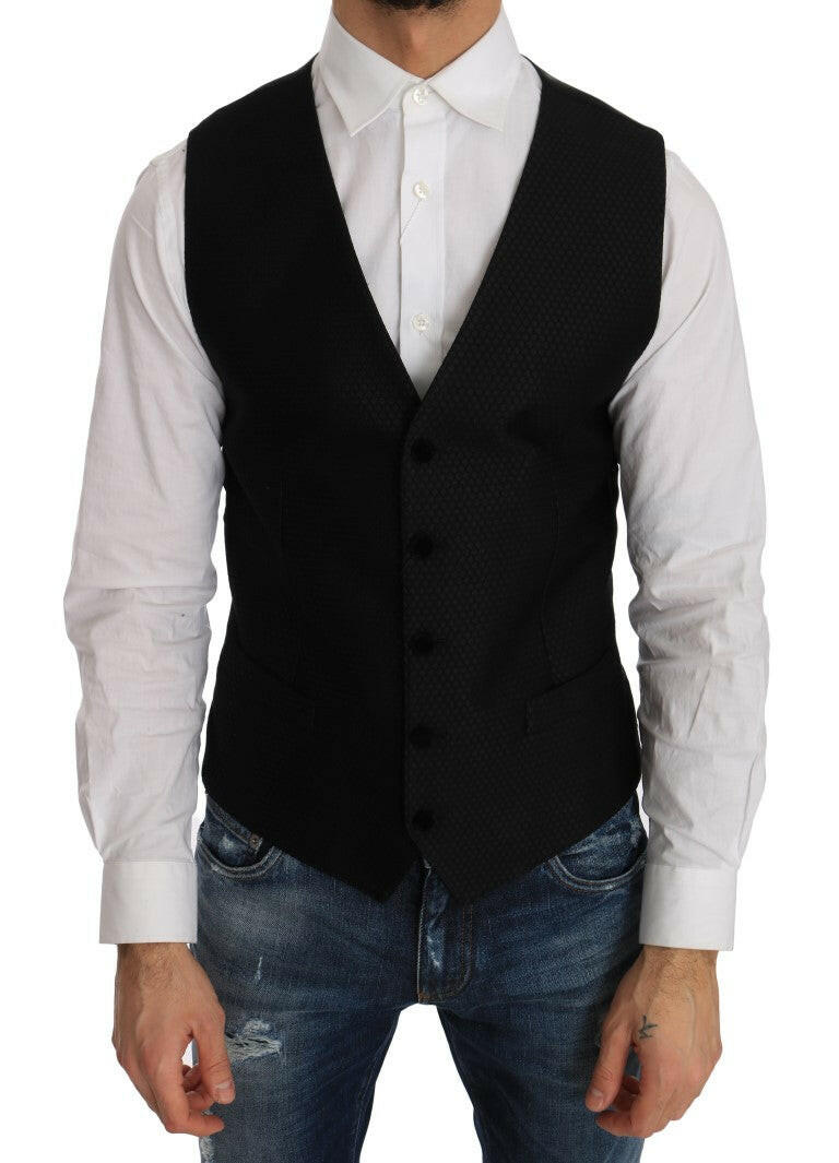 Dolce & Gabbana Black Polka Dot Pattern Vest -  Vests for Men Suits -  Dolce & Gabbana.