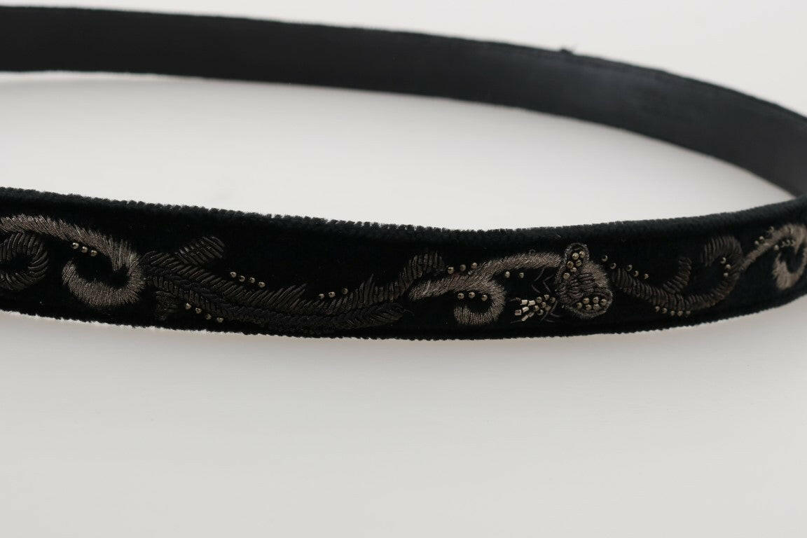 Dolce & Gabbana Black Cotton Royal Bee Embroidery Belt -   -  Dolce & Gabbana.