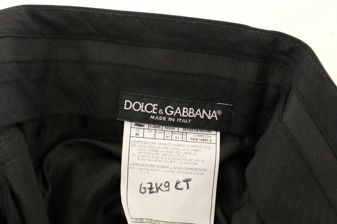 Dolce & Gabbana Black Wool Stretch Pleated Pants -   -  Dolce & Gabbana.