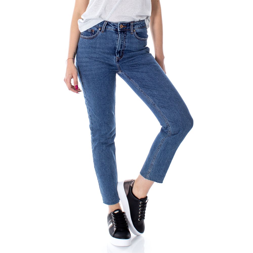 Only Blue Cotton Mom Jean -   -  Only.