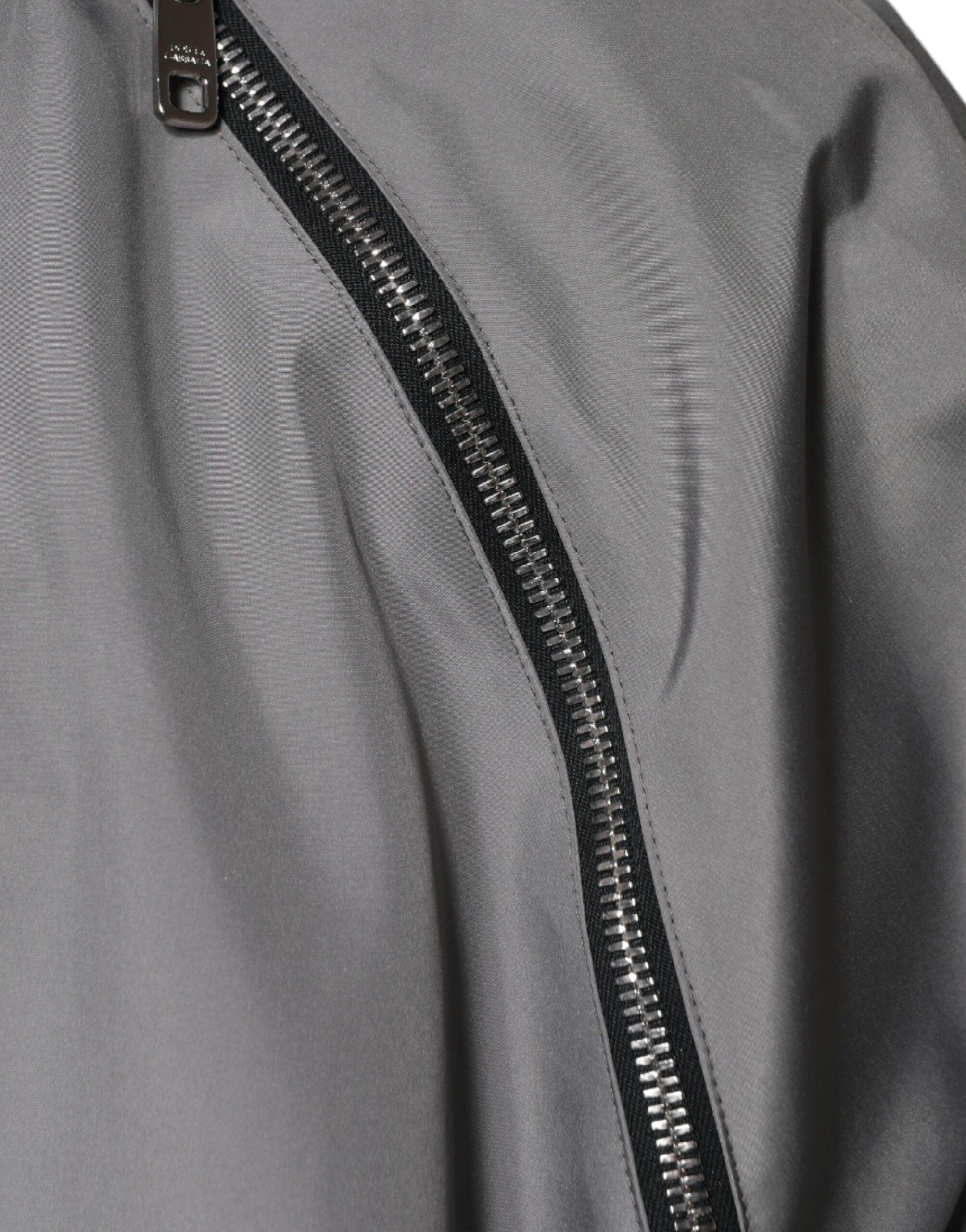 Dolce & Gabbana Gray Polyester Hooded Men Full Zip Jacket -   -  Dolce & Gabbana.