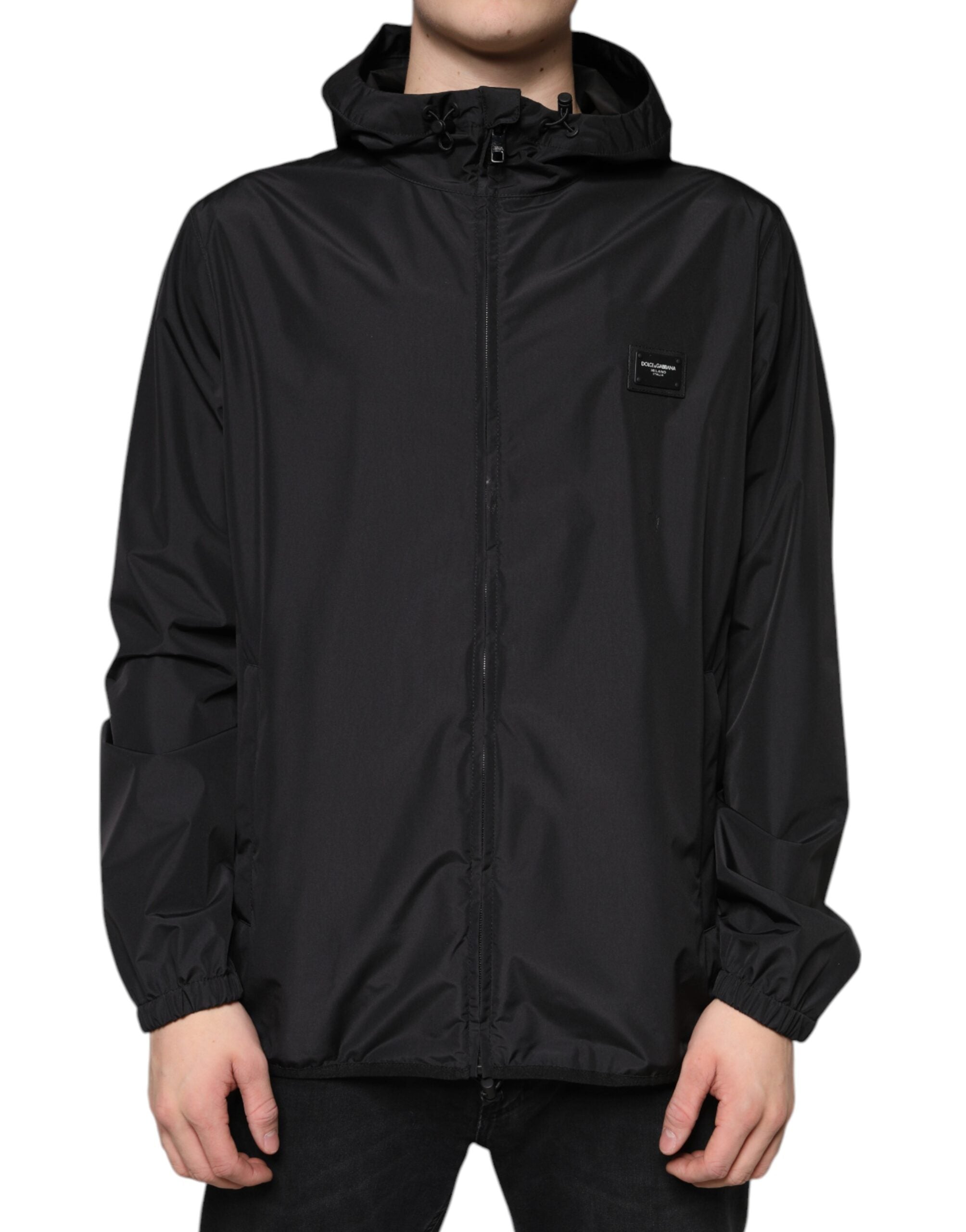 Dolce & Gabbana Black Polyester Hooded Men Full Zip Jacket -   -  Dolce & Gabbana.