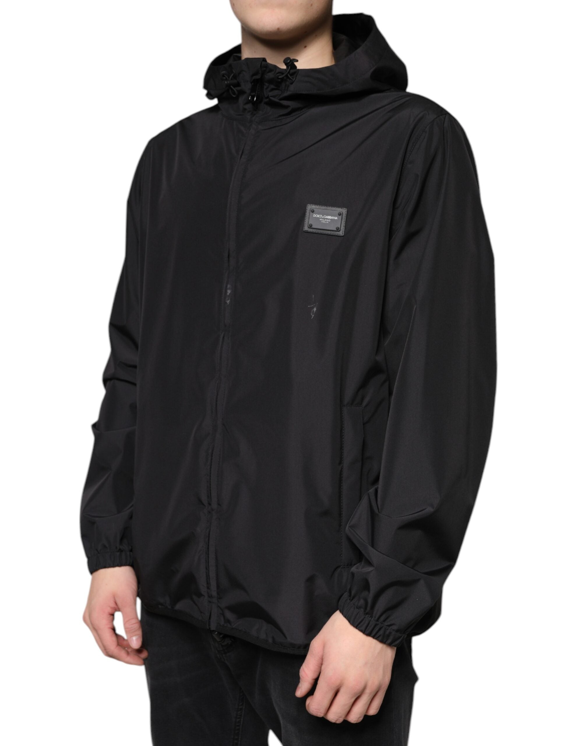 Dolce & Gabbana Black Polyester Hooded Men Full Zip Jacket -   -  Dolce & Gabbana.