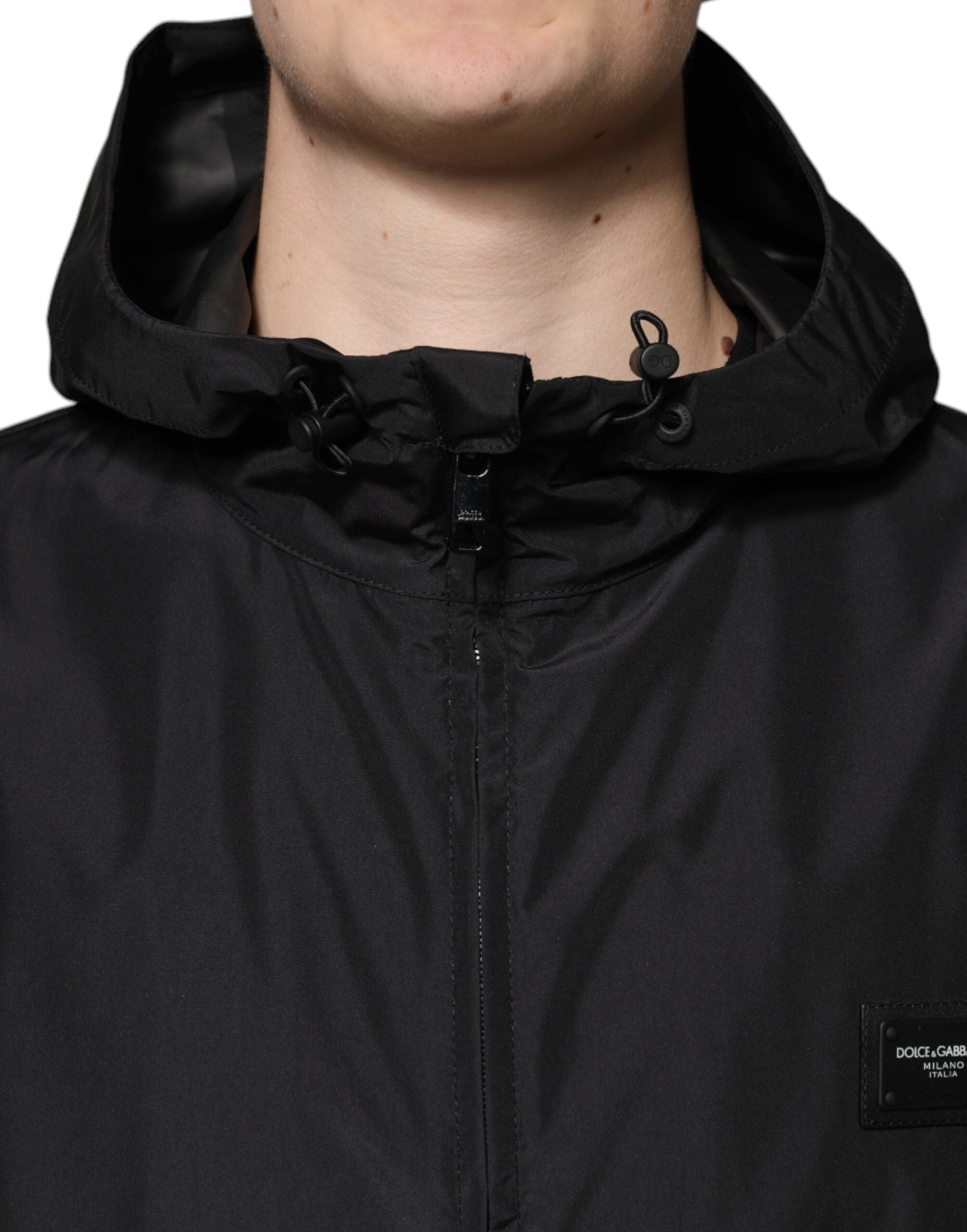 Dolce & Gabbana Black Polyester Hooded Men Full Zip Jacket -   -  Dolce & Gabbana.
