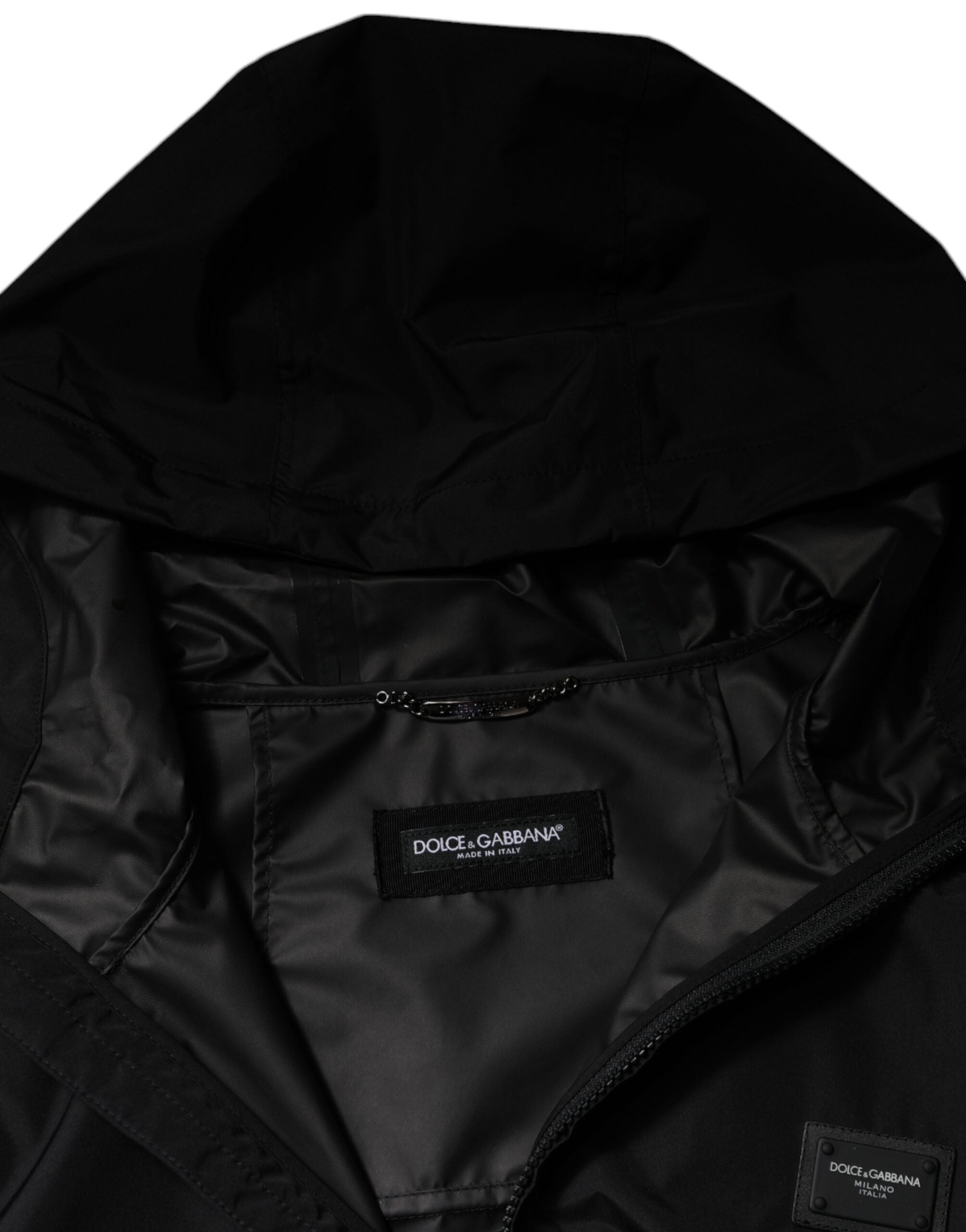 Dolce & Gabbana Black Polyester Hooded Men Full Zip Jacket -   -  Dolce & Gabbana.