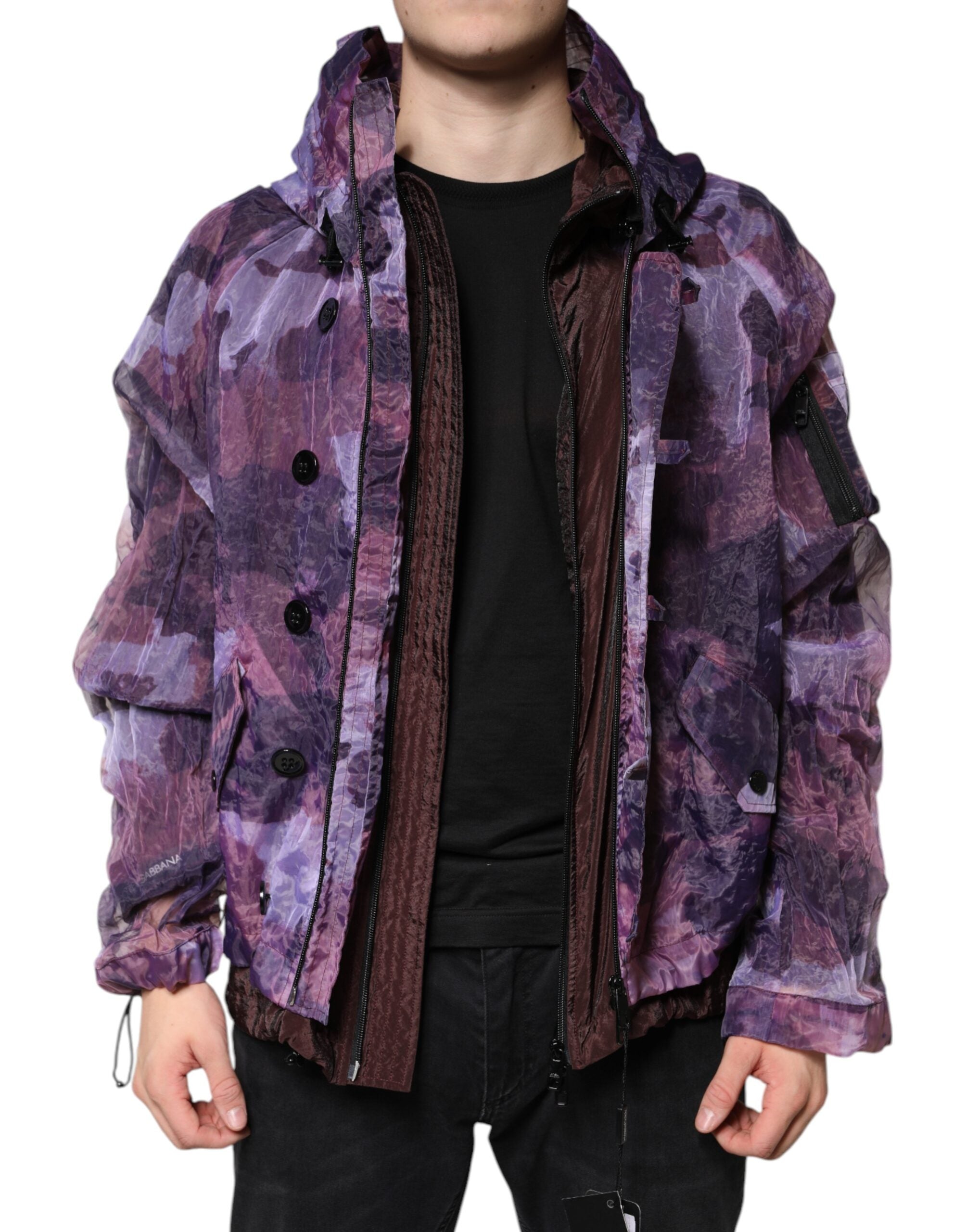 Dolce & Gabbana Purple Camouflage Hooded Men Blouson Jacket -   -  Dolce & Gabbana.