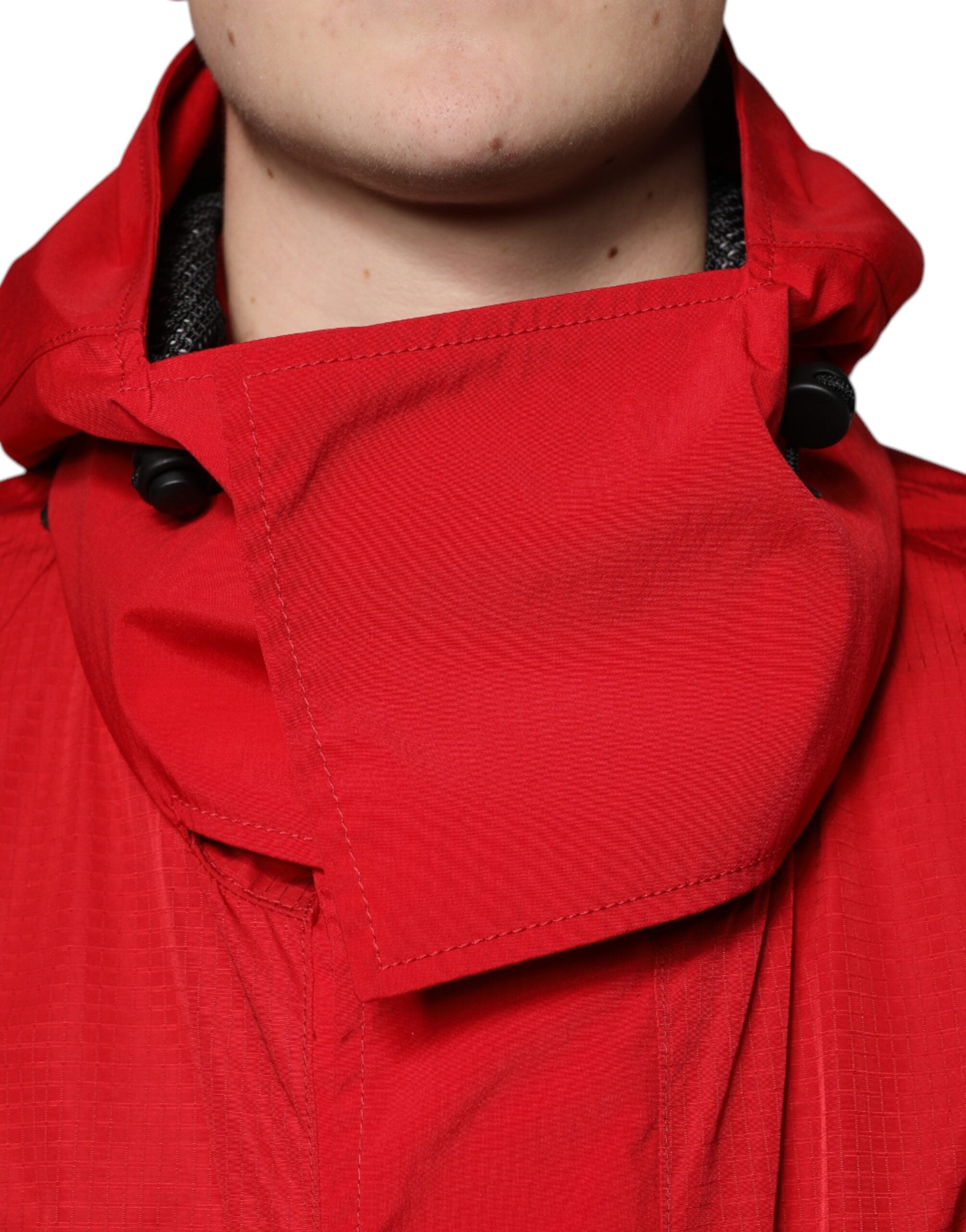 Dolce & Gabbana Red Nylon Hooded Men Full Zip Parka Jacket -   -  Dolce & Gabbana.