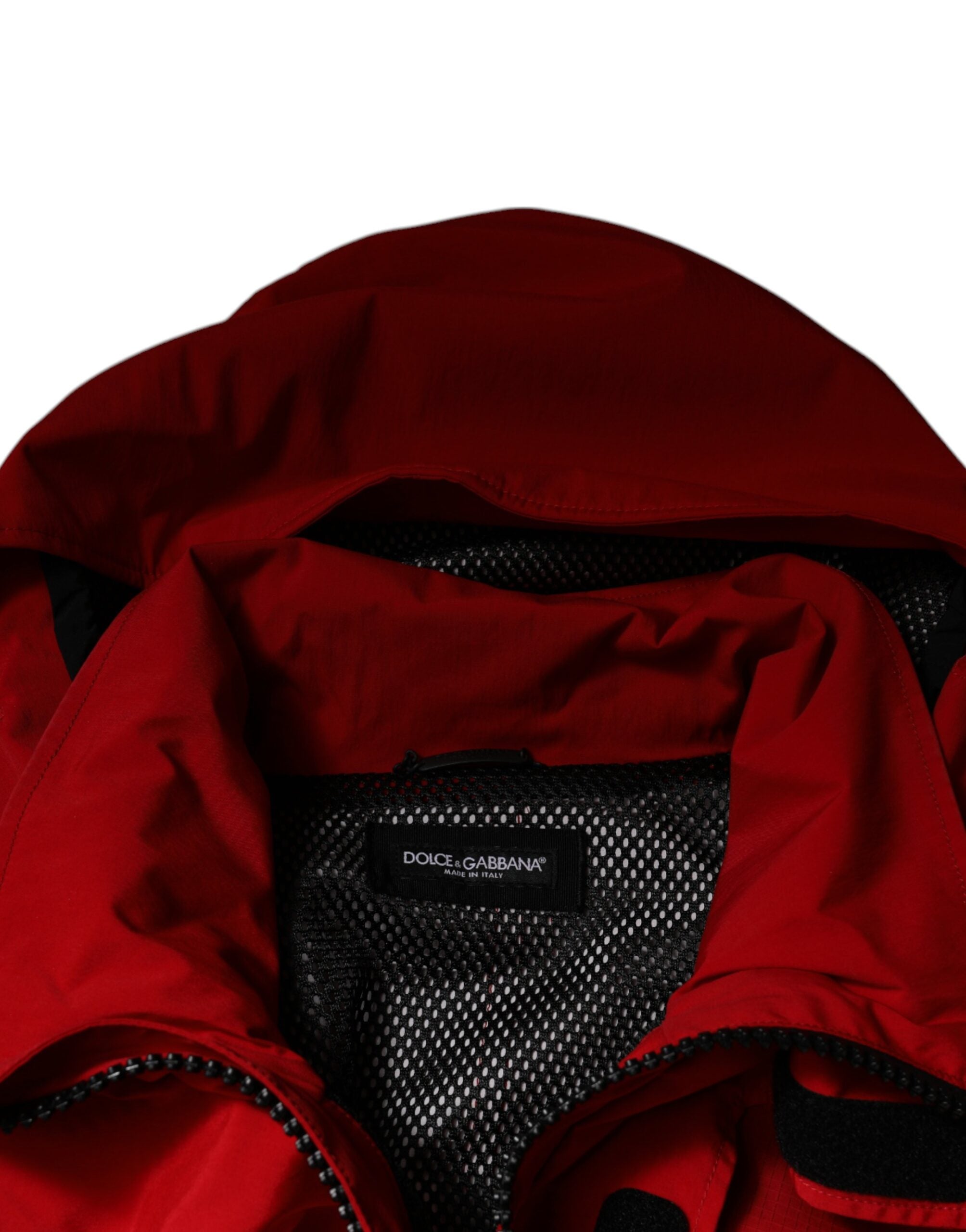 Dolce & Gabbana Red Nylon Hooded Men Full Zip Parka Jacket -   -  Dolce & Gabbana.