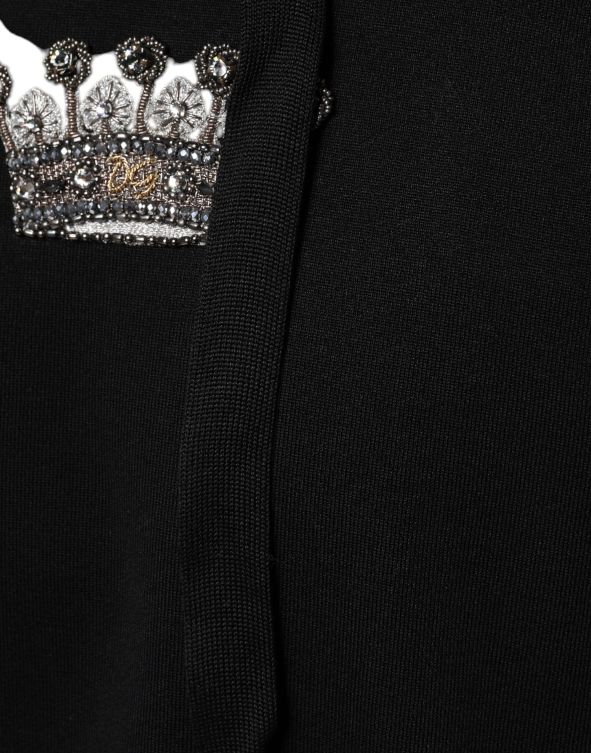 Dolce & Gabbana Black Crown Cotton Hooded Sweatshirt Sweater -   -  Dolce & Gabbana.