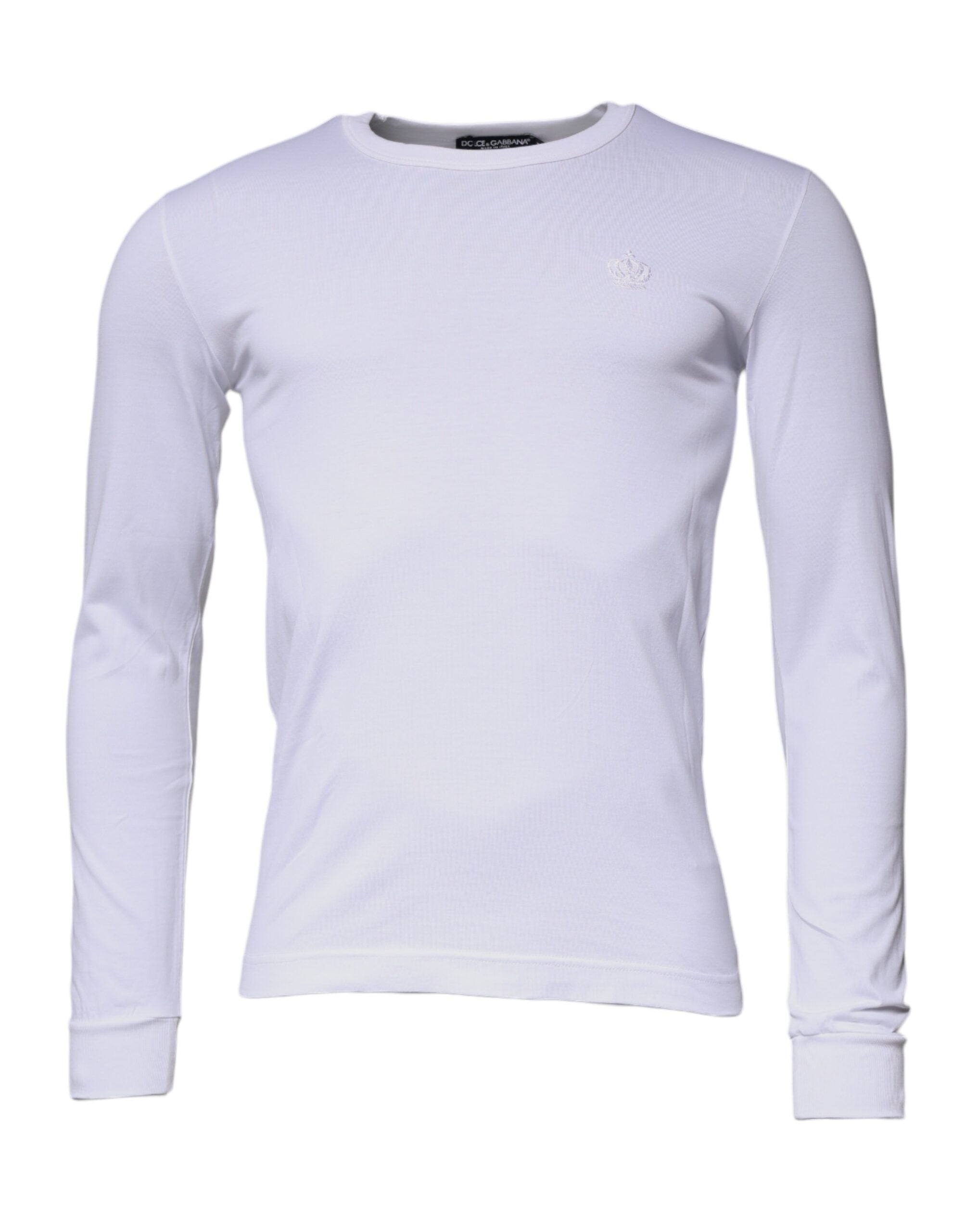 Dolce & Gabbana White Crown Crew Neck Cotton Pullover Sweater -   -  Dolce & Gabbana.