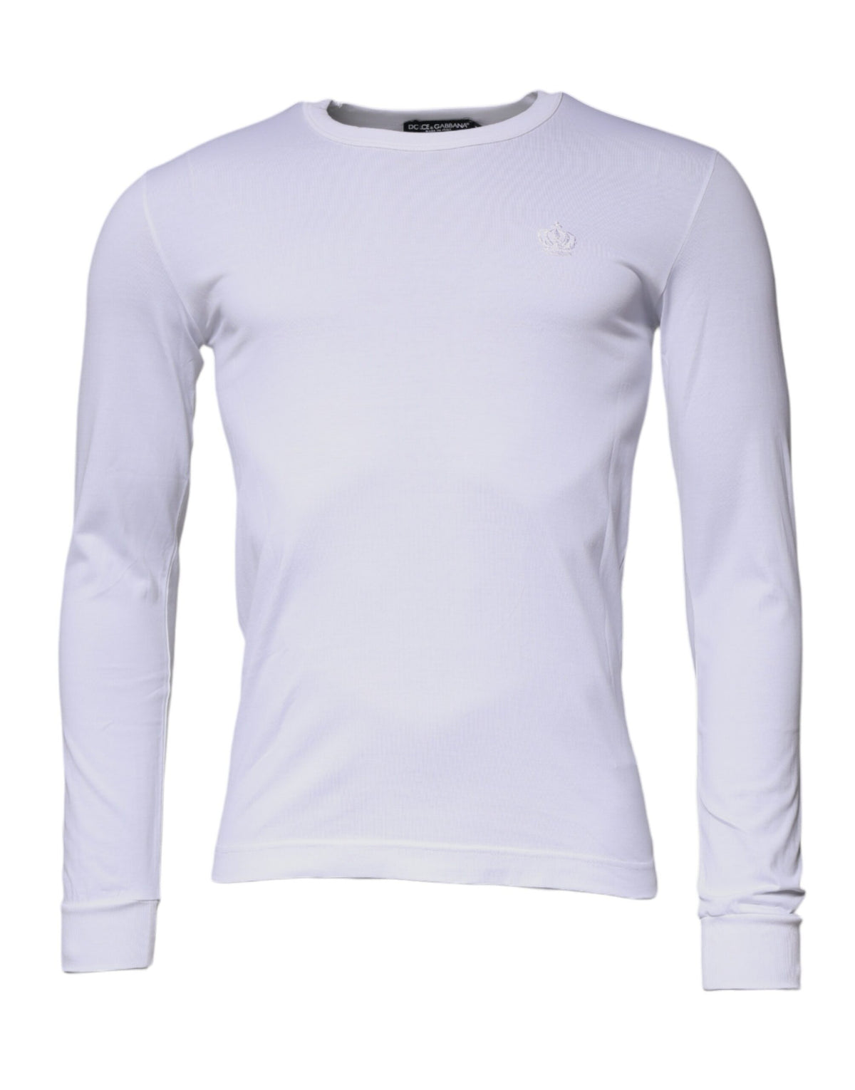 Dolce & Gabbana White Crown Crew Neck Cotton Pullover Sweater -   -  Dolce & Gabbana.