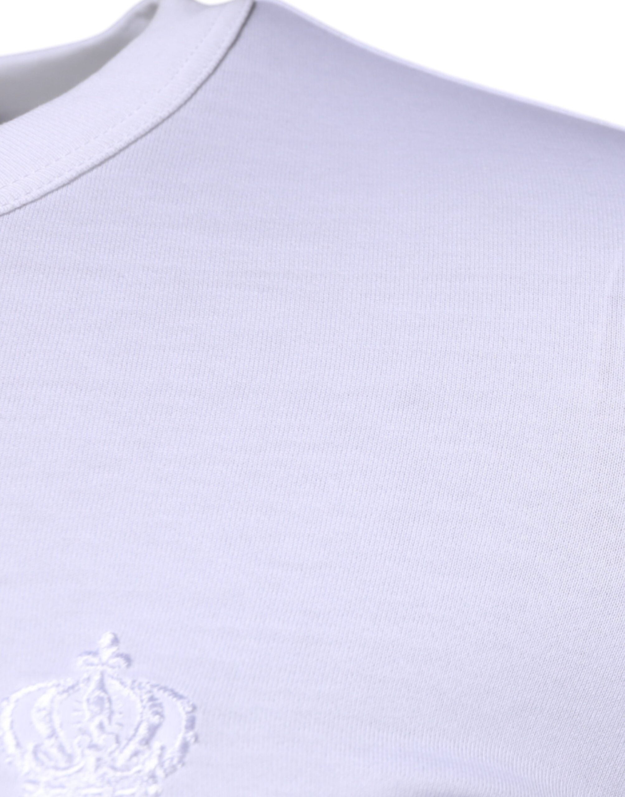 Dolce & Gabbana White Crown Crew Neck Cotton Pullover Sweater -   -  Dolce & Gabbana.