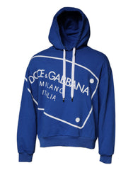 Dolce & Gabbana Blue Logo Print Hooded Sweatshirt Sweater -   -  Dolce & Gabbana.
