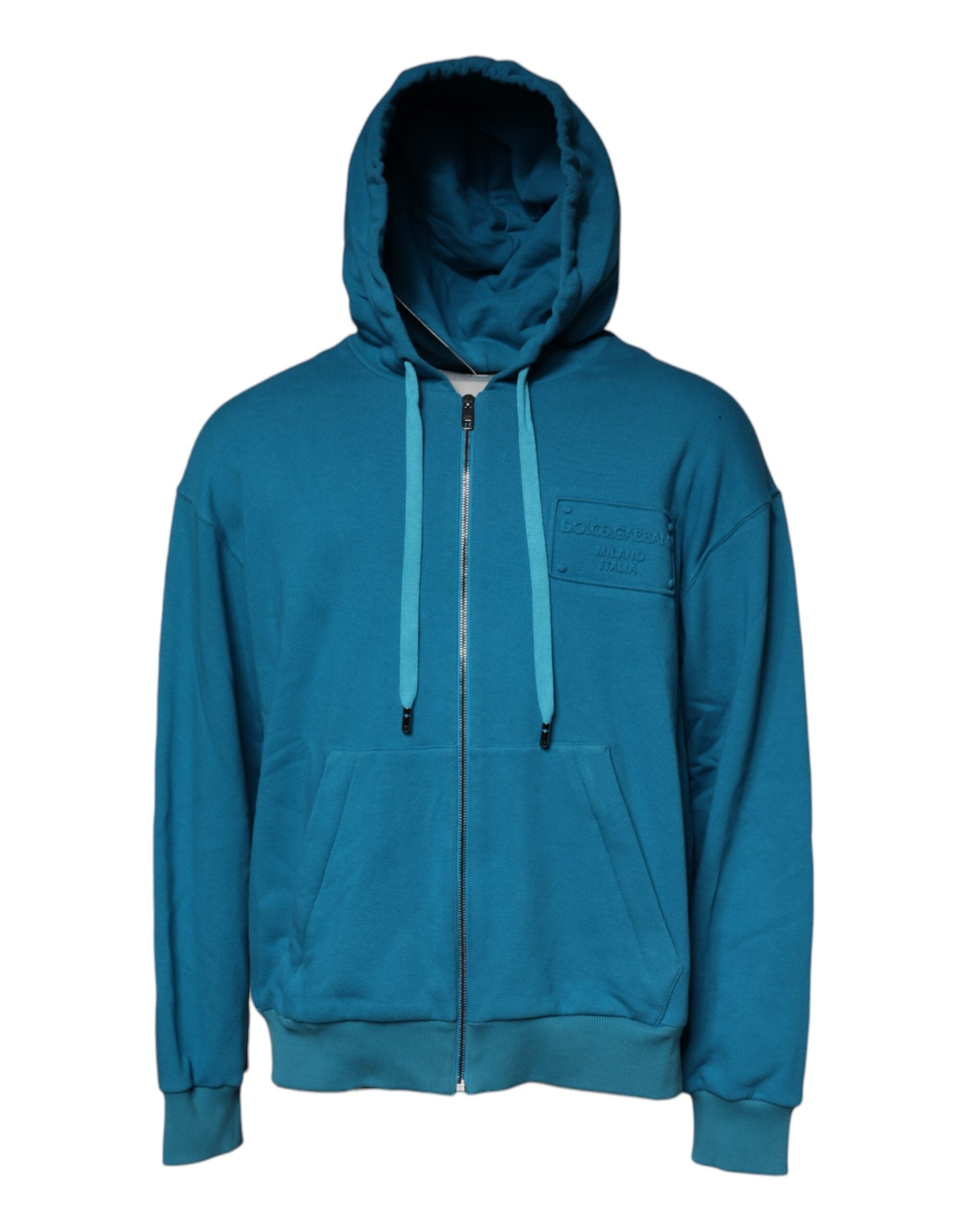 Dolce & Gabbana Blue Logo Cotton Hooded Sweatshirt Sweater -   -  Dolce & Gabbana.