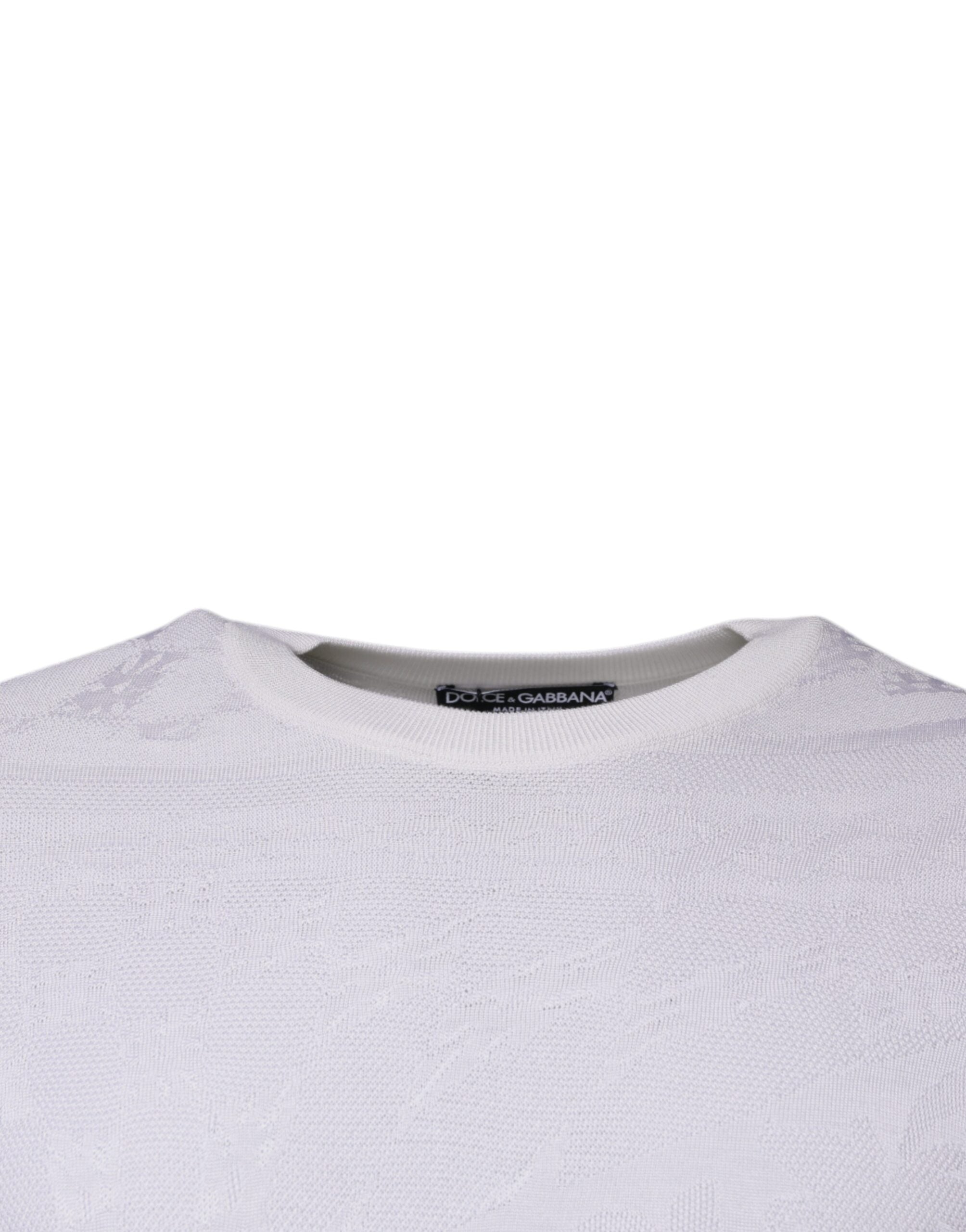 Dolce & Gabbana White Silk Crew Neck Men Pullover Sweater -   -  Dolce & Gabbana.