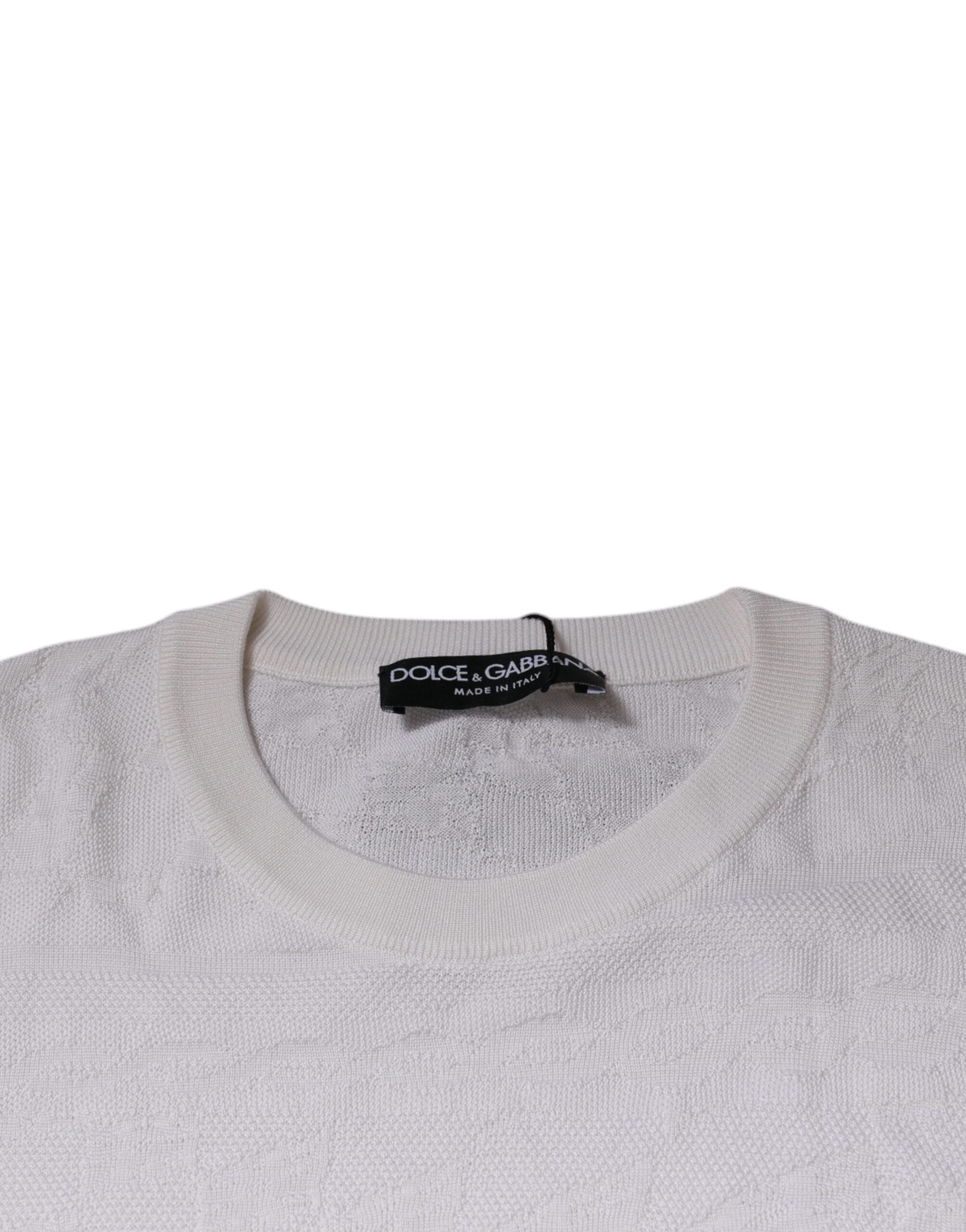 Dolce & Gabbana White Silk Crew Neck Men Pullover Sweater -   -  Dolce & Gabbana.