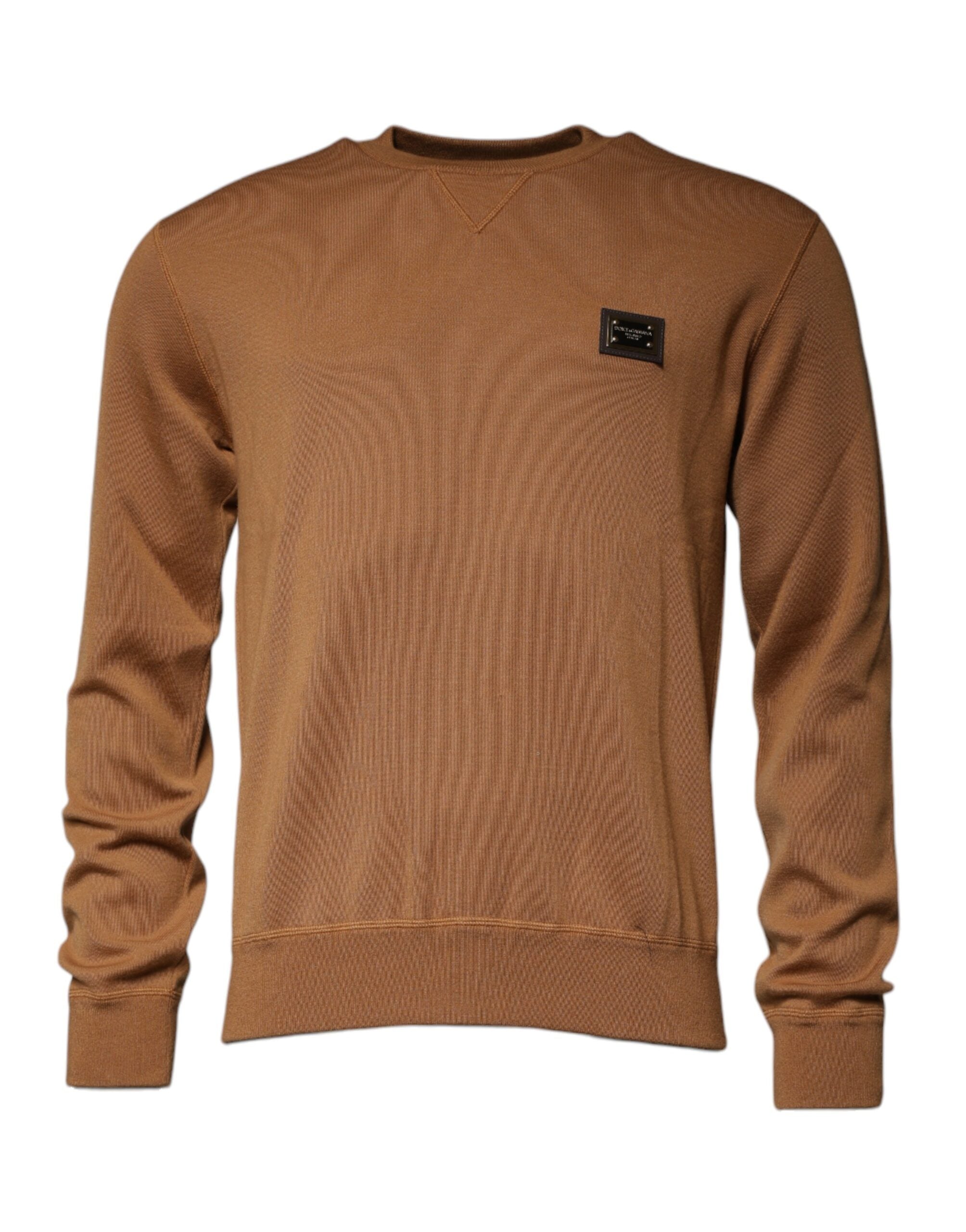 Dolce & Gabbana Brown Logo Plaque Crew Neck Pullover Sweater -   -  Dolce & Gabbana.