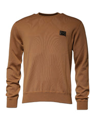 Dolce & Gabbana Brown Logo Plaque Crew Neck Pullover Sweater -   -  Dolce & Gabbana.