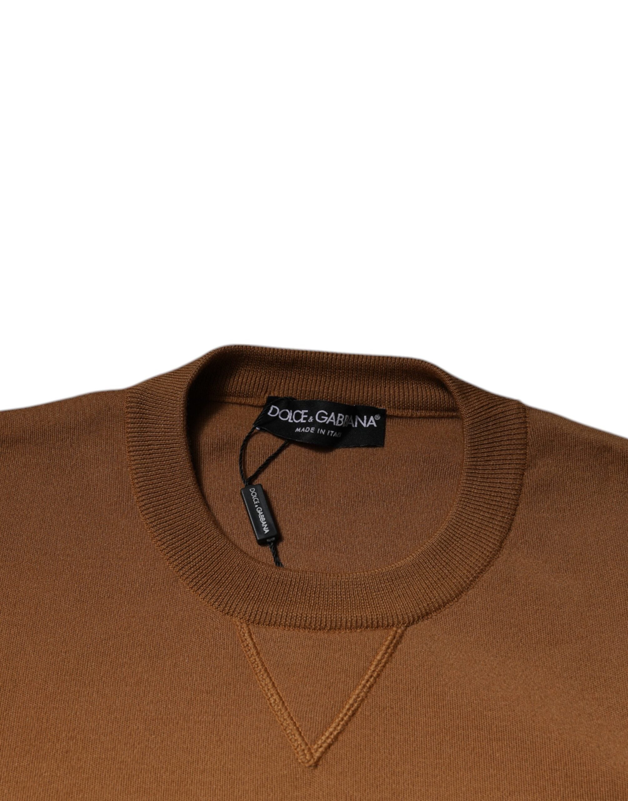 Dolce & Gabbana Brown Logo Plaque Crew Neck Pullover Sweater -   -  Dolce & Gabbana.