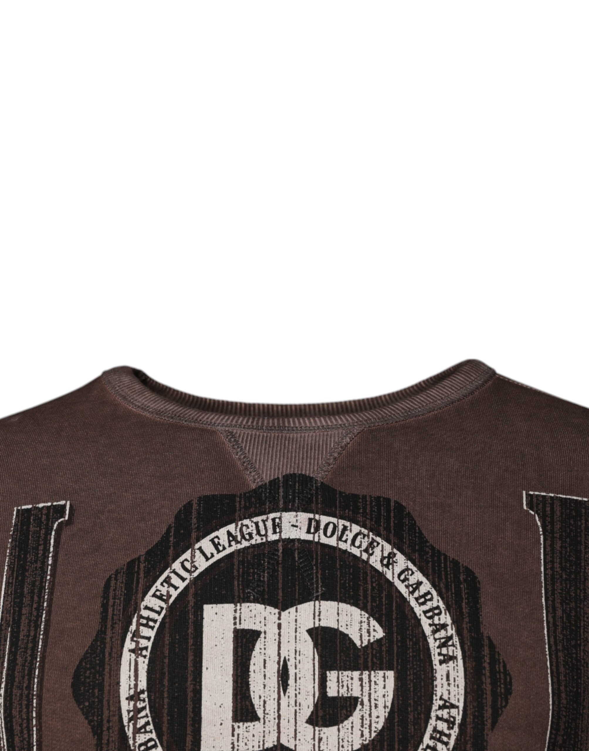 Dolce & Gabbana Brown Logo Print Crew Neck Pullover Sweater -   -  Dolce & Gabbana.