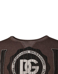 Dolce & Gabbana Brown Logo Print Crew Neck Pullover Sweater -   -  Dolce & Gabbana.