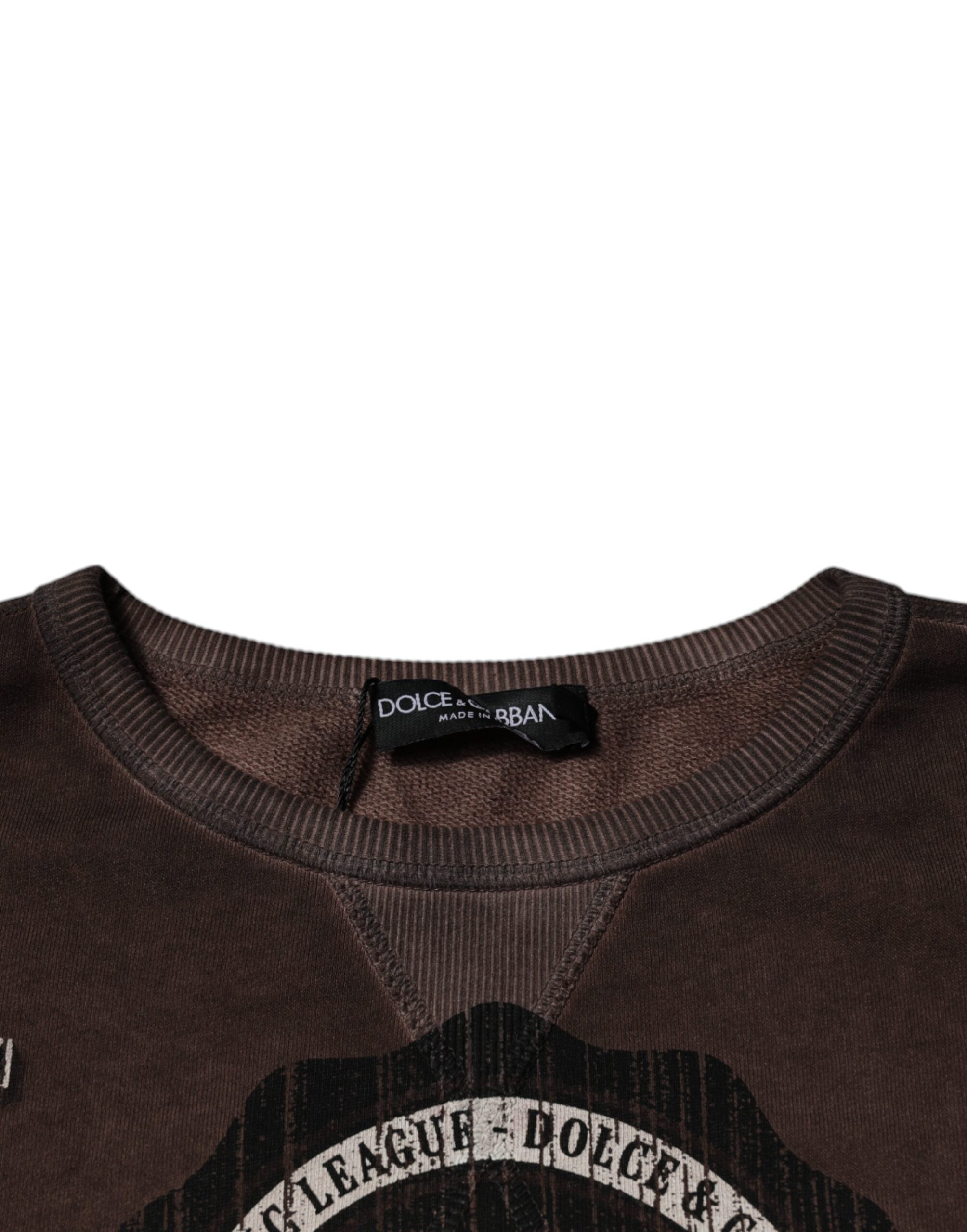Dolce & Gabbana Brown Logo Print Crew Neck Pullover Sweater -   -  Dolce & Gabbana.