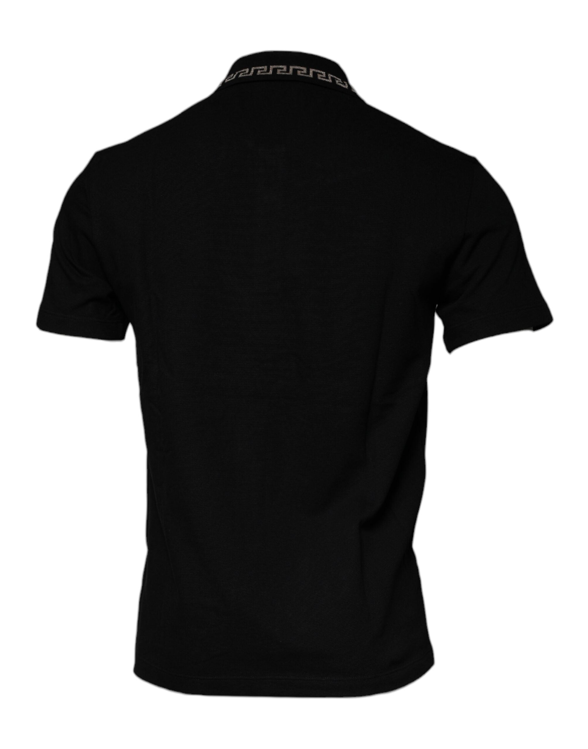 Versace Black Viscose Collared Polo Short Sleeves T-shirt -   -  Versace.