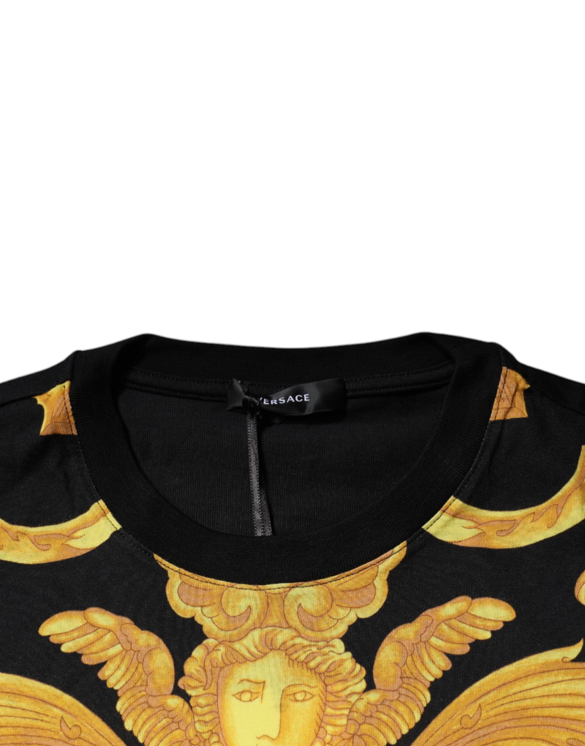 Versace Black Medusa Print Cotton Crew Neck T-shirt -   -  Versace.
