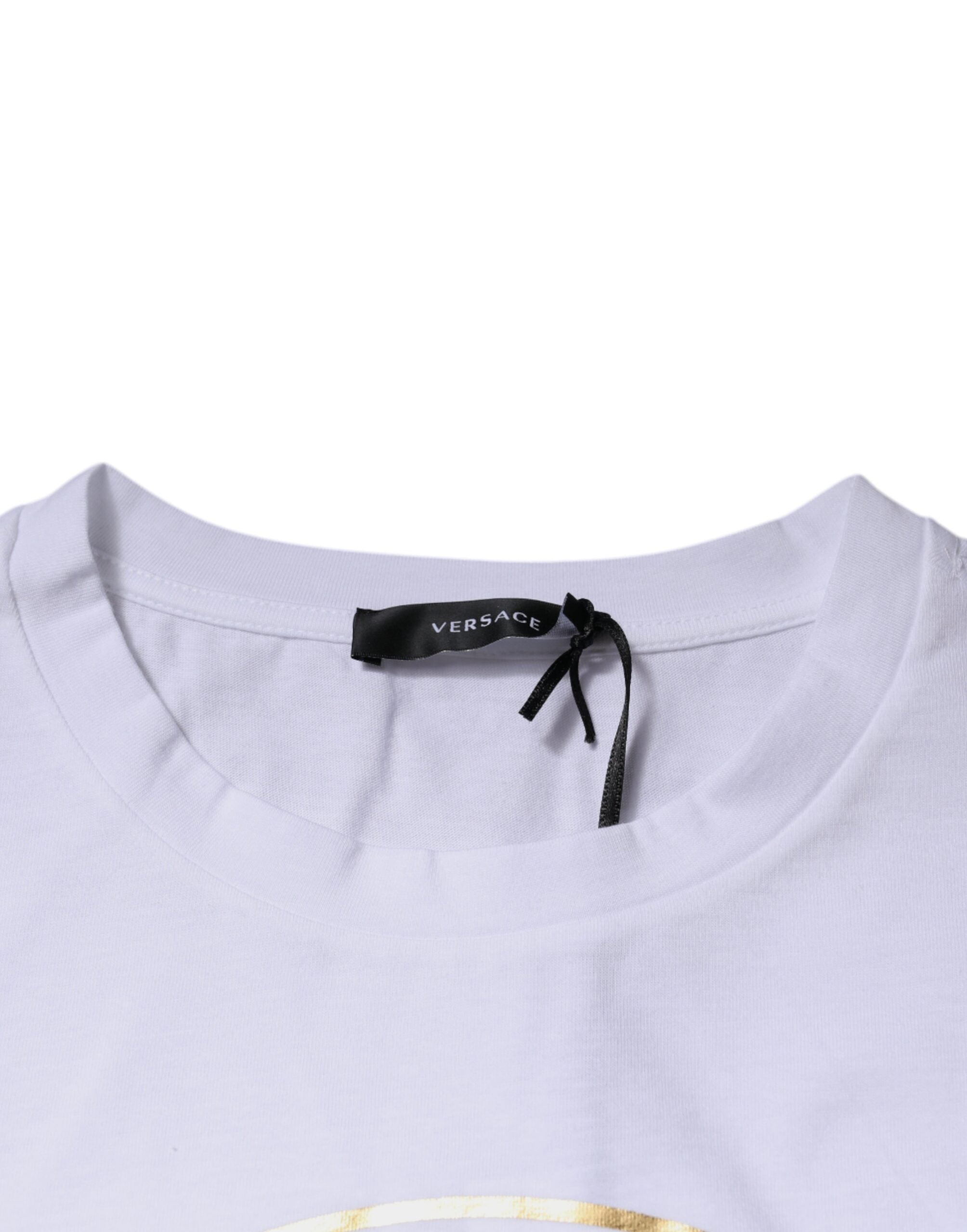 Versace White Medusa Print Cotton Crew Neck T-shirt -   -  Versace.