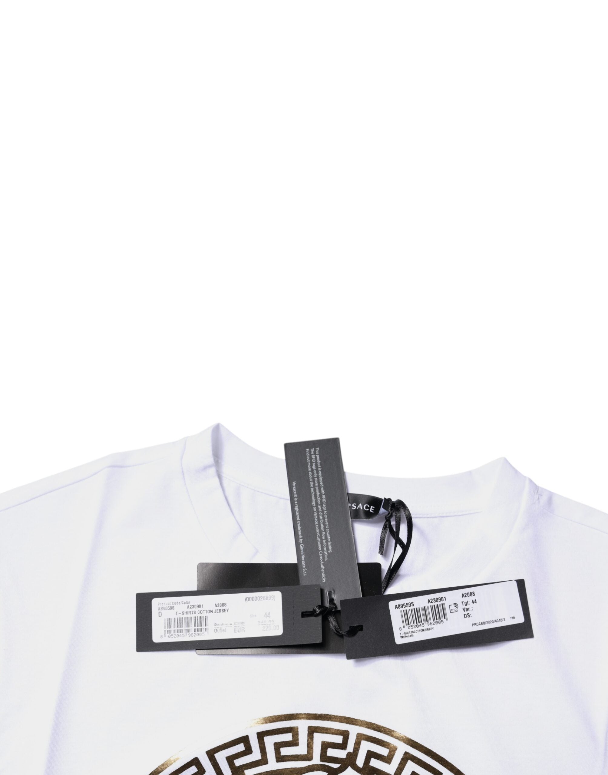 Versace White Medusa Print Cotton Crew Neck T-shirt -   -  Versace.