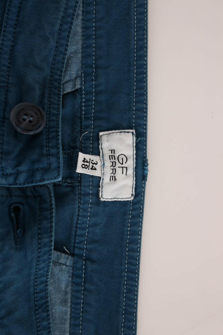 GF Ferre Blue Cotton Straight Fit Chinos -   -  GF Ferre.