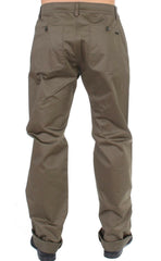 GF Ferre Green Cotton Stretch Comfort Fit Pants -   -  GF Ferre.