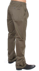 GF Ferre Green Cotton Stretch Comfort Fit Pants -   -  GF Ferre.