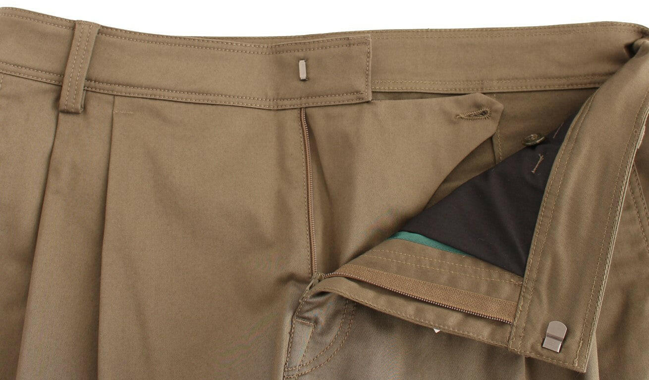 GF Ferre Green Cotton Stretch Comfort Fit Pants -   -  GF Ferre.