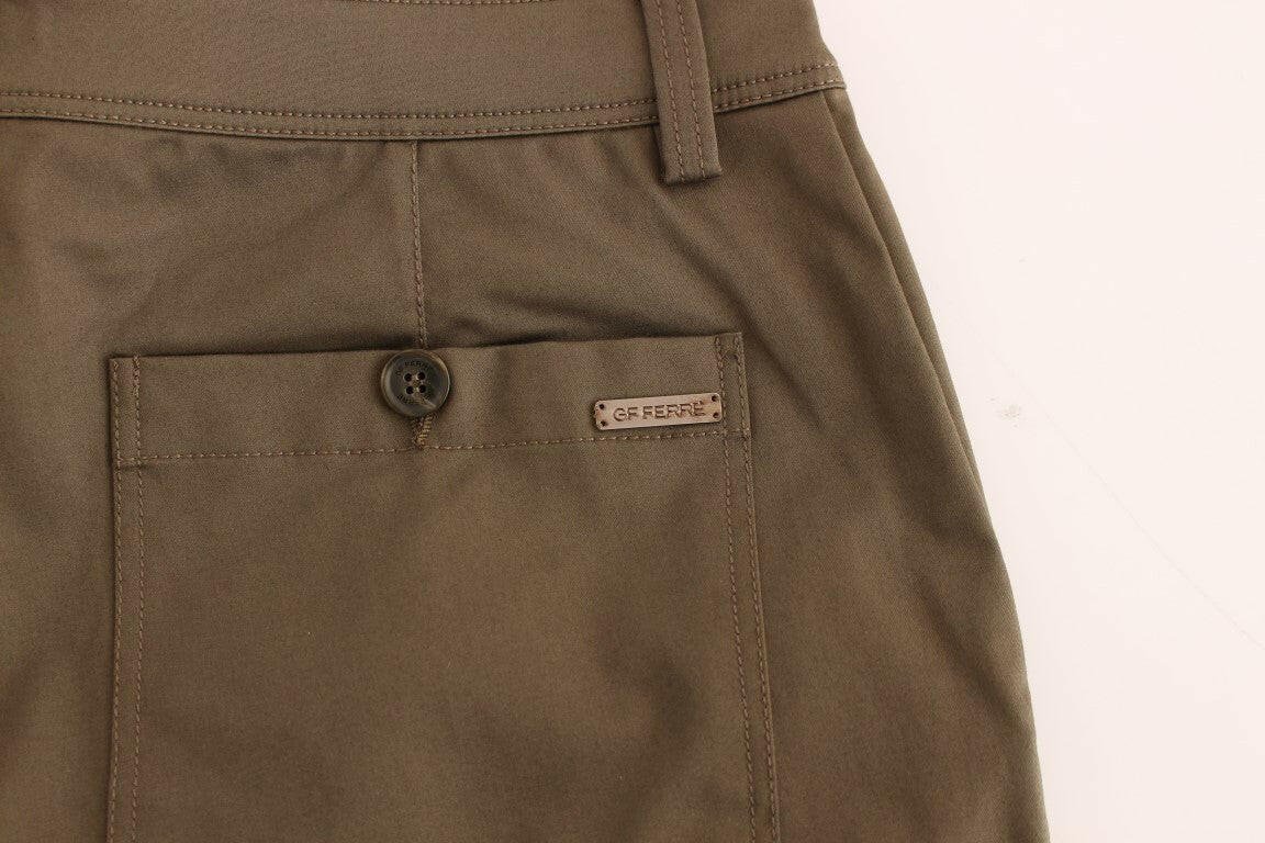 GF Ferre Green Cotton Stretch Comfort Fit Pants -   -  GF Ferre.